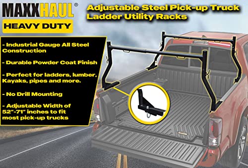 Adjustable Steel Truck Ladder Utility Racks, Black, Set