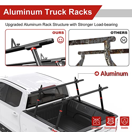 Aluminum Truck Bed Ladder Rack, Adjustable with 800lbs Capacity