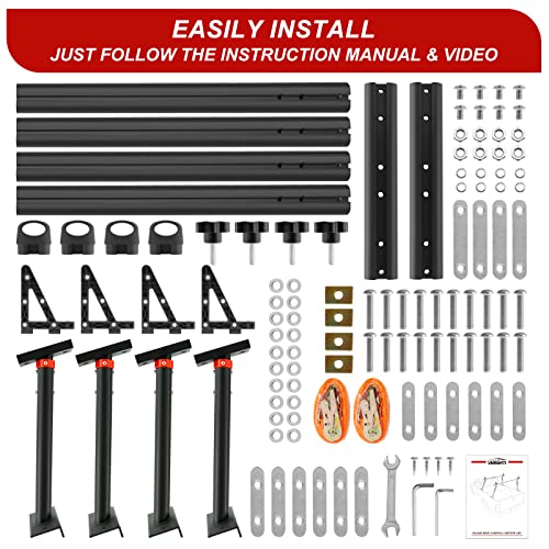 Aluminum Truck Bed Ladder Rack, Adjustable with 800lbs Capacity