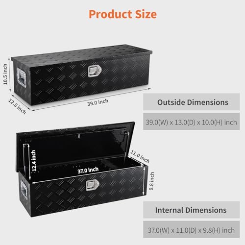 Goldbling Heavy Duty Aluminum Tool Box for Pick Up Trucks
