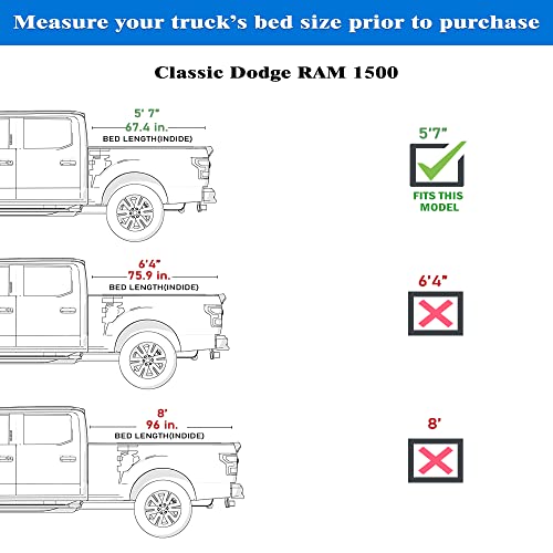 Toptiny Hard Folding Tonneau Cover for Dodge Ram