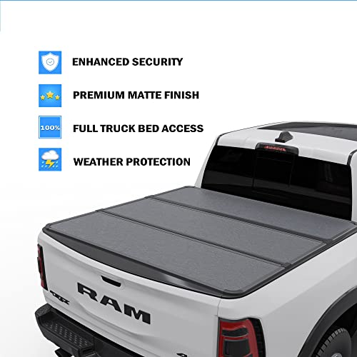 Toptiny Hard Folding Tonneau Cover for Dodge Ram