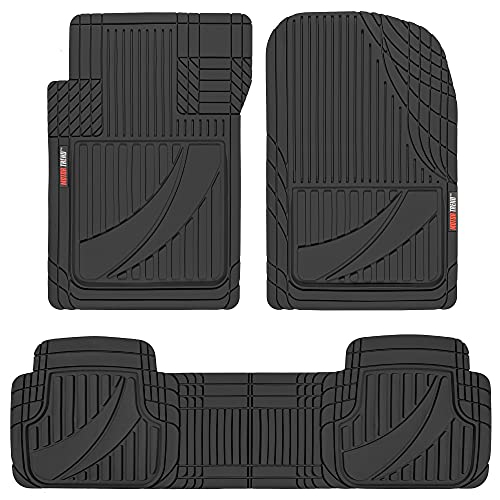 Motor Trend FlexTough Black Rubber Car Floor Mats