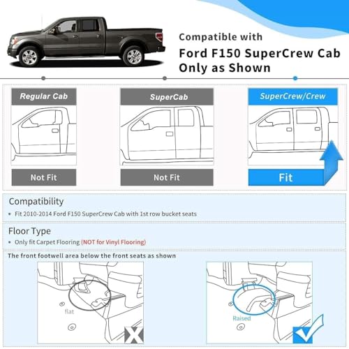 OEDRO Floor Mats for 2010-2014 Ford F-150 SuperCrew