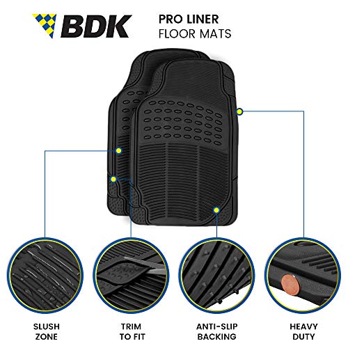 BDK ProLiner All-Weather Truck Floor Mats, 3-Piece Black