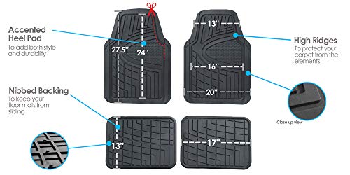 Heavy-Duty Universal Fit Truck Floor Mats, Black