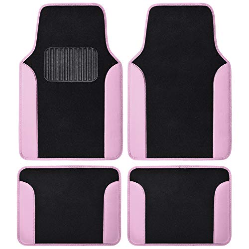Pink Two-Tone Faux Leather Truck Floor Mats with Anti-Slip