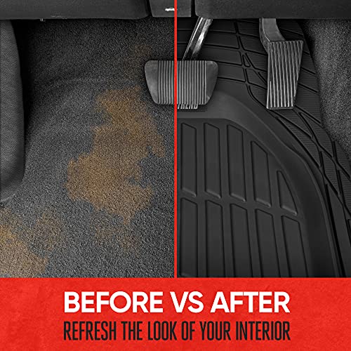 Motor Trend FlexTough Black Rubber Car Floor Mats