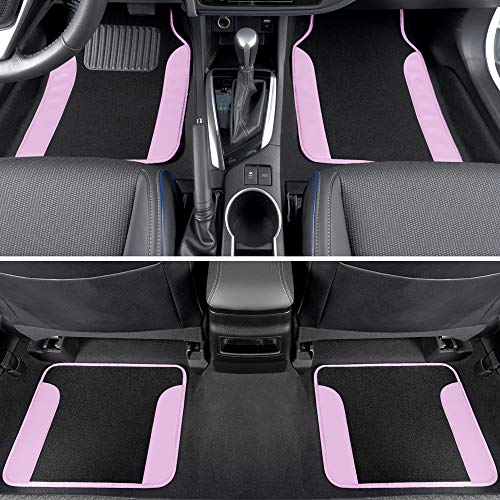 Pink Two-Tone Faux Leather Truck Floor Mats with Anti-Slip