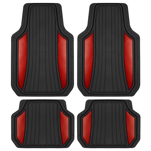 Red Chrome Car Floor Mats Set - All Weather Protection