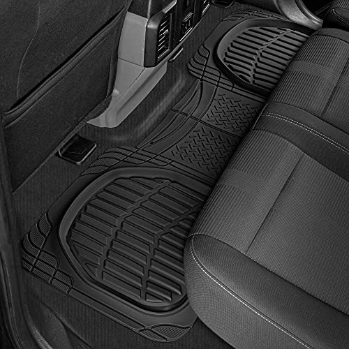 Motor Trend FlexTough Black Rubber Car Floor Mats