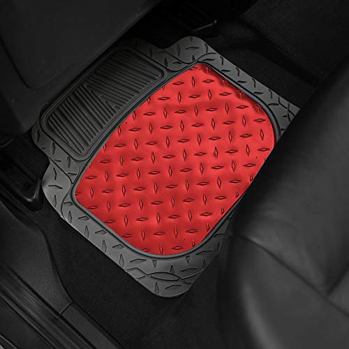 Red Heavy-Duty Metallic Rubber Floor Mats for Trucks