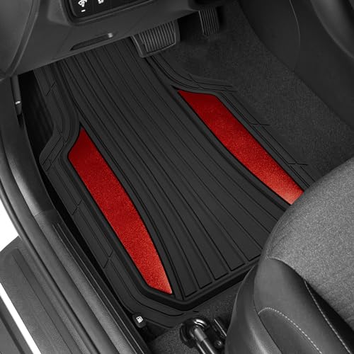 Red Chrome Car Floor Mats Set - All Weather Protection