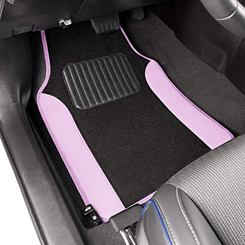 Pink Two-Tone Faux Leather Truck Floor Mats with Anti-Slip