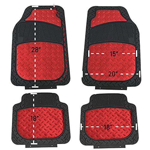 Red Heavy-Duty Metallic Rubber Floor Mats for Trucks