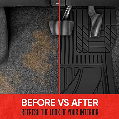 Motor Trend FlexTough Black Rubber Car Floor Mats