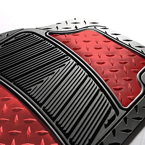Red Heavy-Duty Metallic Rubber Floor Mats for Trucks