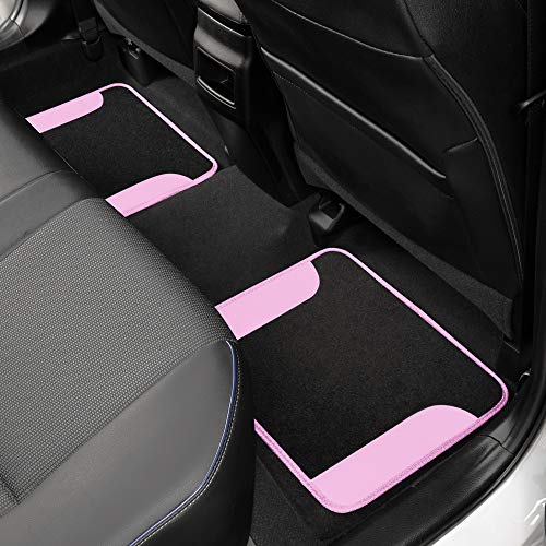 Pink Two-Tone Faux Leather Truck Floor Mats with Anti-Slip