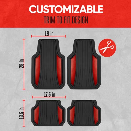 Red Chrome Car Floor Mats Set - All Weather Protection