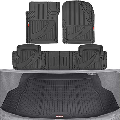 Motor Trend FlexTough Black Rubber Floor Mats Set