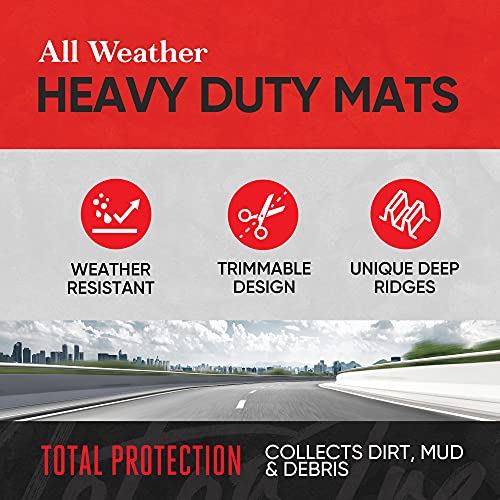 Motor Trend Heavy Duty Rubber Floor Mats, Gray