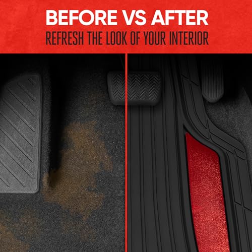 Red Chrome Car Floor Mats Set - All Weather Protection