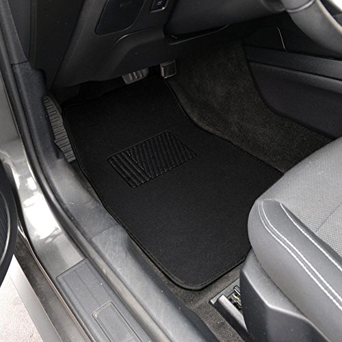 4PC Premium Carpet Car Floor Mats with Vinyl Heel Pad - Black