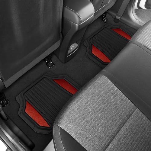 Red Chrome Car Floor Mats Set - All Weather Protection