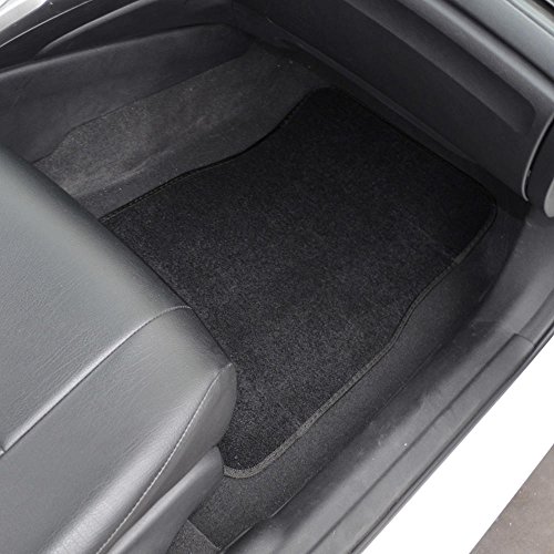 4PC Premium Carpet Car Floor Mats with Vinyl Heel Pad - Black