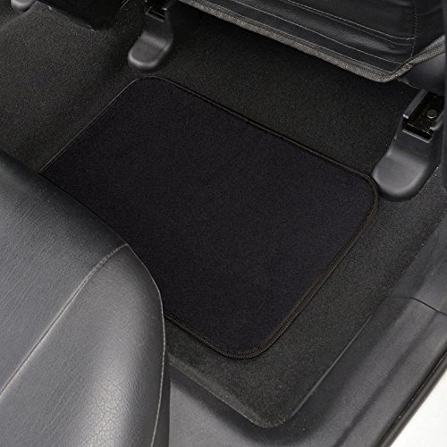 4PC Premium Carpet Car Floor Mats with Vinyl Heel Pad - Black