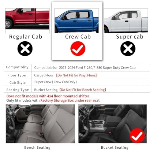 YITAMOTOR Floor Mats for F-250/F-350 SuperCrew Cab