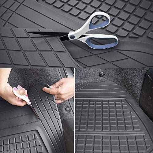 Motor Trend FlexTough Black Rubber Floor Mats Set