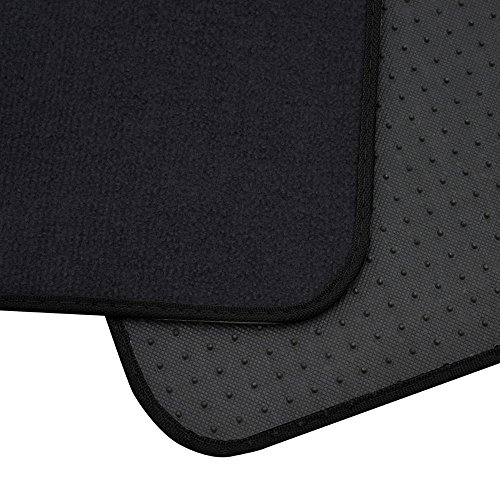 4PC Premium Carpet Car Floor Mats with Vinyl Heel Pad - Black
