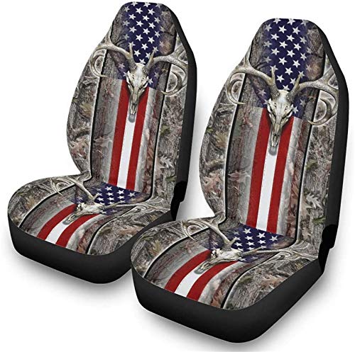 American Flag Deer Skull Camo Bucket Seat Covers