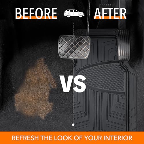 Amazon Basics Premium Rubber Floor Mats for Cars, SUVs, Trucks