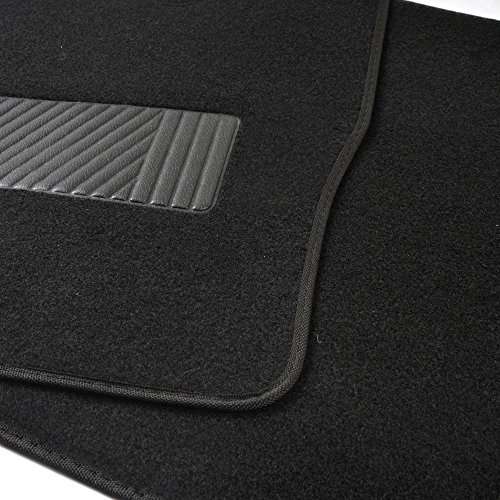 4PC Premium Carpet Car Floor Mats with Vinyl Heel Pad - Black