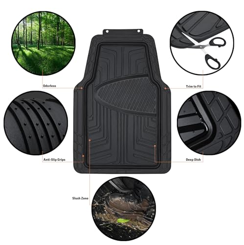 Amazon Basics Premium Rubber Floor Mats for Cars, SUVs, Trucks