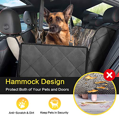KIMHY Camo Dog Seat Cover with Storage - Waterproof