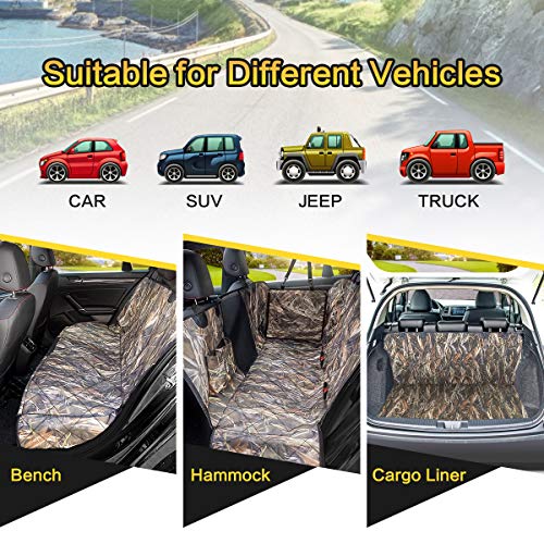 KIMHY Camo Dog Seat Cover with Storage - Waterproof