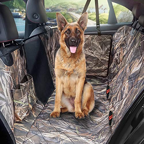 KIMHY Camo Dog Seat Cover with Storage - Waterproof