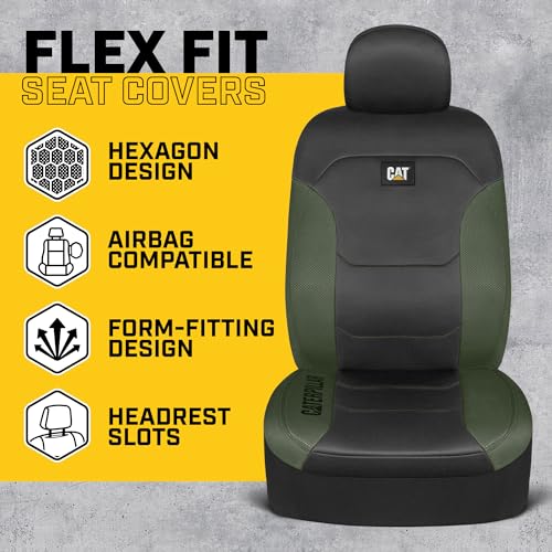 Cat® Flexfit Seat Covers - Black with Green Trim
