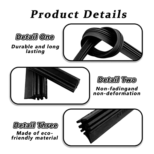 4 Pack Adjustable Windshield Wiper Blade Refills, Silicone Strips