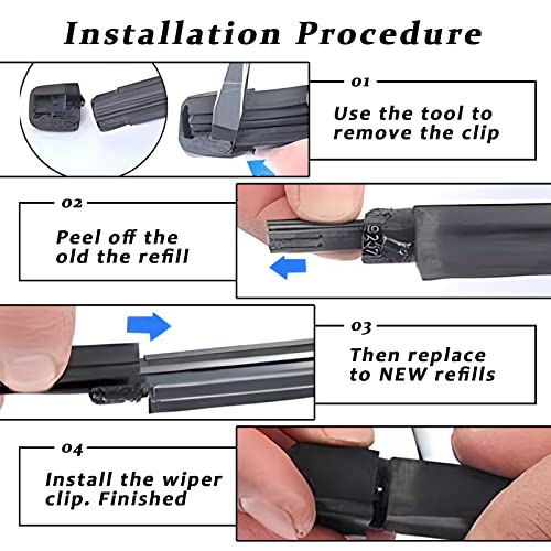 4 Pack Adjustable Windshield Wiper Blade Refills, Silicone Strips