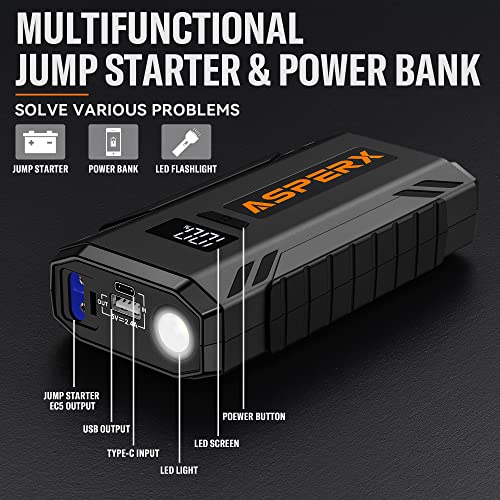 ASPERX 1500A Car Jump Starter, Portable Power Pack