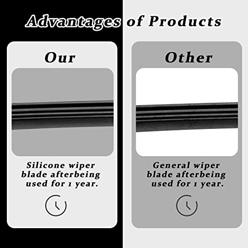 4 Pack Adjustable Windshield Wiper Blade Refills, Silicone Strips