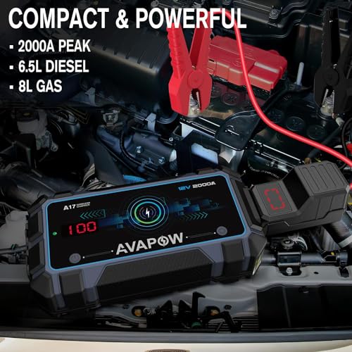 AVAPOW 2000A Peak Car Jump Starter with Wireless Charging