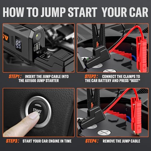 ASPERX 1500A Car Jump Starter, Portable Power Pack