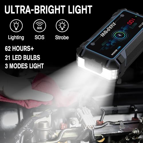 AVAPOW 2000A Peak Car Jump Starter with Wireless Charging