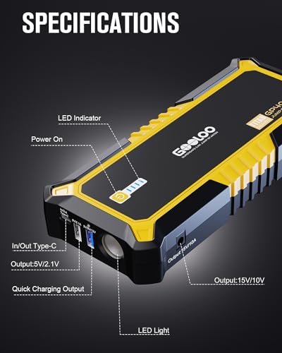 GOOLOO GP4000 Jump Starter: 4000A Peak, SuperSafe Technology