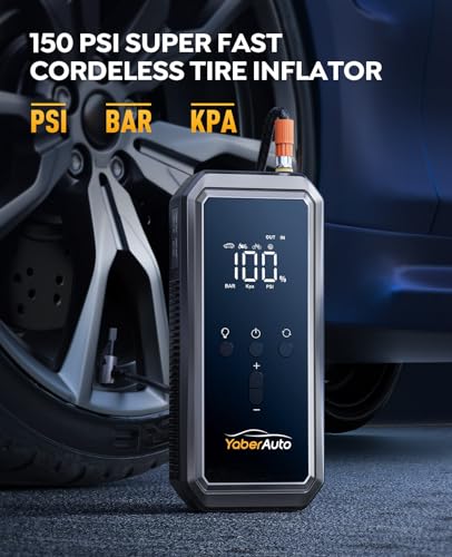 YaberAuto Portable Car Jump Starter with Air Compressor